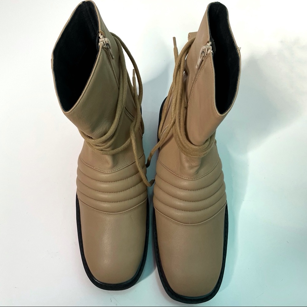 Free People Size 41 Tori Padded Ankle Moto Boots Tan Camel Leather - Picture 4 of 13